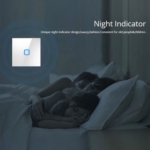 Maclean White Glass LED Touch Light Switch med fyrkantig knopp