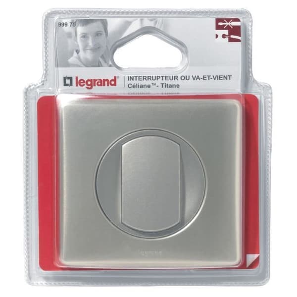 LEGRAND Single switch 10A Céliane titangrå - Levereras komplett