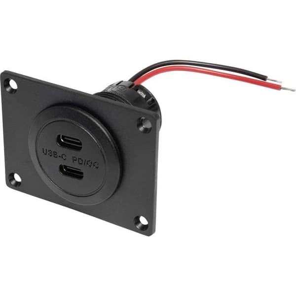 ProCar Power USB-C Dual PD/QC-uttag utan LED med monteringsplatta Max strömladdning=3A 12 eller 24V/DC