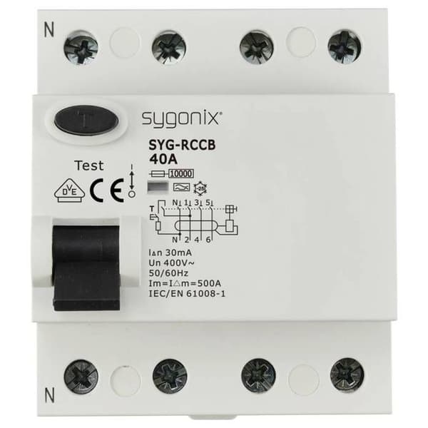 Sygonix SY-6438018 SYG-RCCB 3P+N/A40/10kA/30mA Restströmbrytare A 4-polig 40 A 0,03 A 400 V