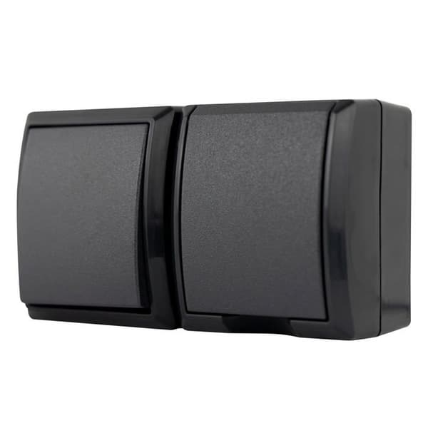 Rev - 0007861900 - Aufputz-Steckdose mit Schalter IP44 Schwarz ()