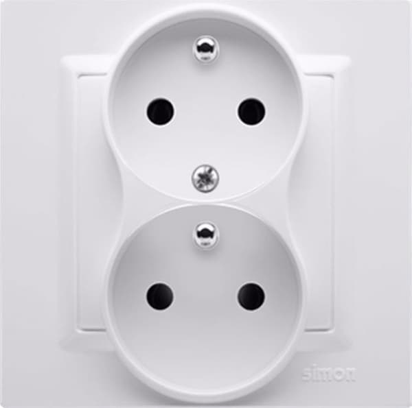 Kontakt-simon - CGZ2T/11 - Kontakt-Simon Simon 10 Dubbeluttag med/funktion för fasinvarians 16A 250V vit Vit