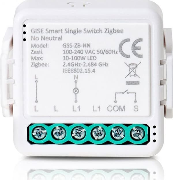 Gise Smart Enkelbrytar utan nolla Zigbee | Enkelt relämodul utan N Zigbee | GSS-ZB-NN