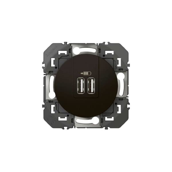 Dubbel USB Type-A laddare dooxie 3A med matt svart finish och stöd - att utrusta med en avslutningsplatta.