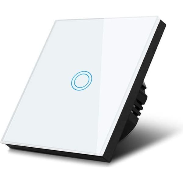 Maclean White Glass LED Touch Light Switch med rund knopp