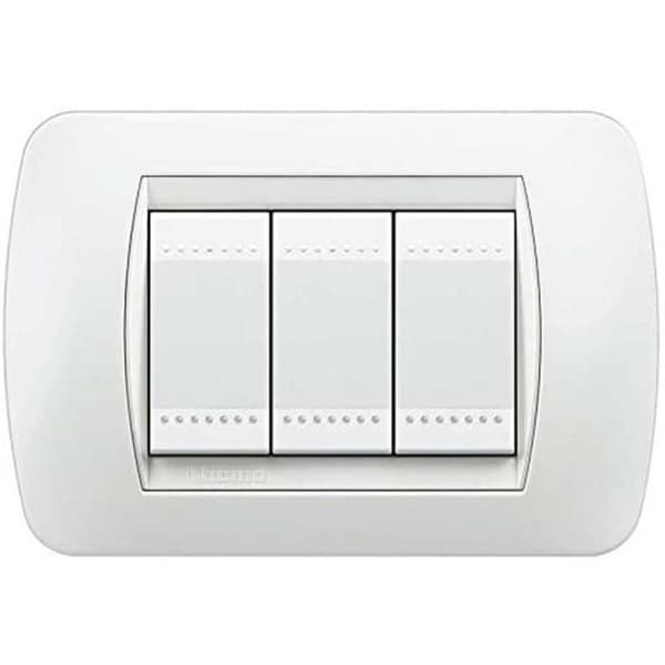 Bticino L4803BI Livinglight Switch Plate, 3M, Vit, 3 Moduler