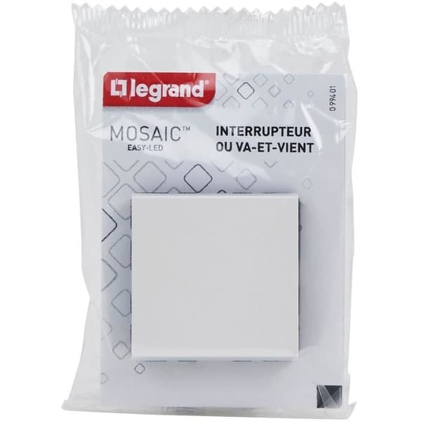 LEGRAND - Mosaic väggbrytare för väggströmställare 2 moduler vit komponerbar