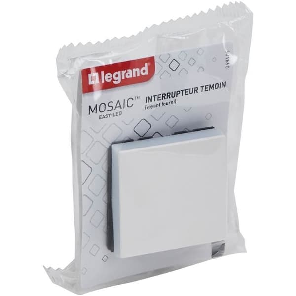 LEGRAND - Mosaic väggbrytare med varningslampa 2 moduler vit