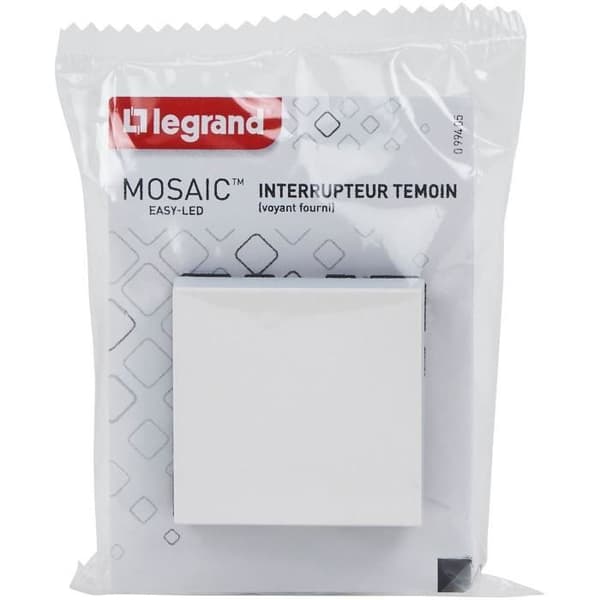 LEGRAND - Mosaic väggbrytare med varningslampa 2 moduler vit