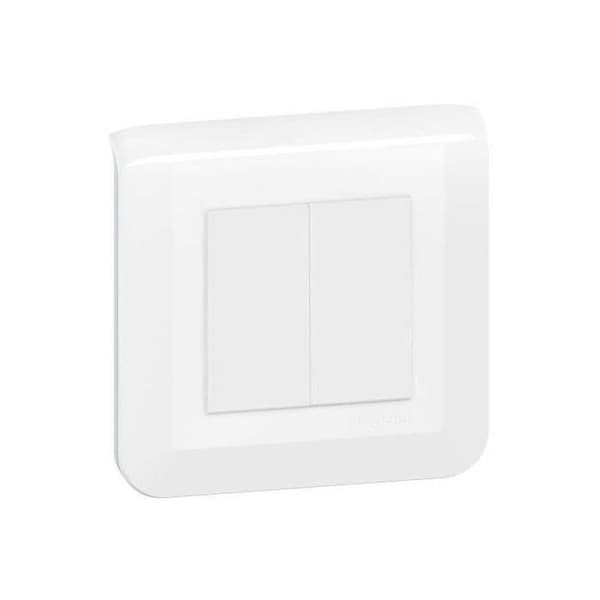 LEGRAND Dubbel strömbrytare eller väggkontakt Mosaic - 10A - Vit