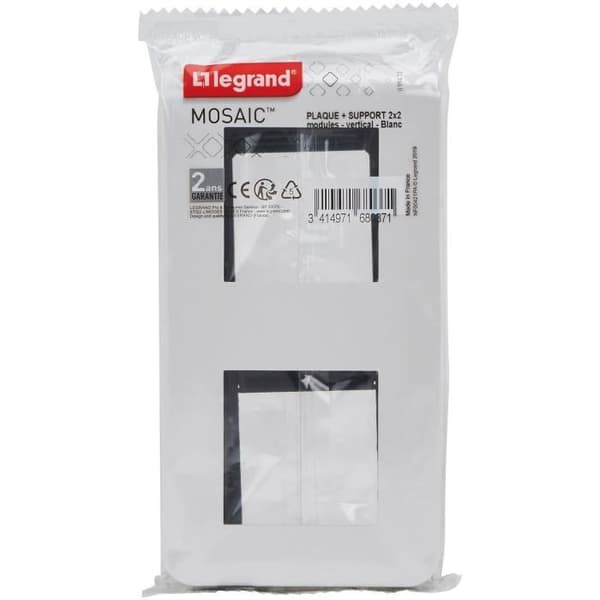 LEGRAND - Mosaikstöd med skruv 2x2 moduler grön vit