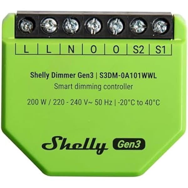 Intelligent dimmer - SHELLY - Gen3 - Wi-Fi &amp; Bluetooth - 150W LED - Hemautomation Svart, Lime