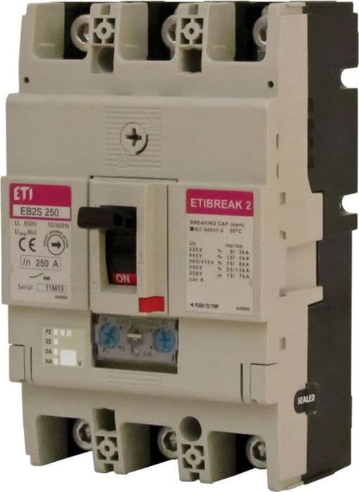 Interrupter Eti-polam - 004671888 - Strömbrytare 3P 250A 16kA termisk reglering (EB2S 250/3LA)