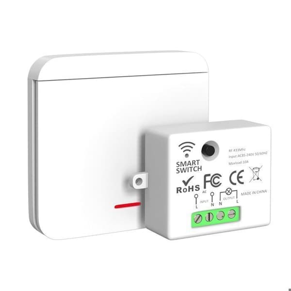 Trådlös strömbrytare, Strömbrytare - 2200W/10A Mottagare, Trådlös belysningsströmbrytare, 433Mhz RF strömbrytare och mottagarsats