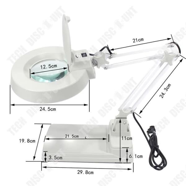 TD® Bärbart hopfällbart arbetsbord LED-glaslampa Ljus Förstoringsglas Bordslampa med belysning