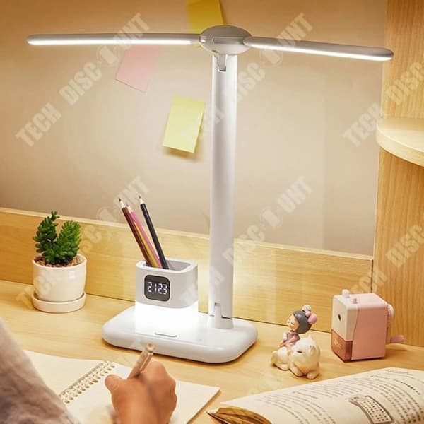 TD® Dubbelhuvud Bordslampa USB Ögonskydd Vitt ljus Studentkontor Skolmaterial Sovrumsdekoration Vit