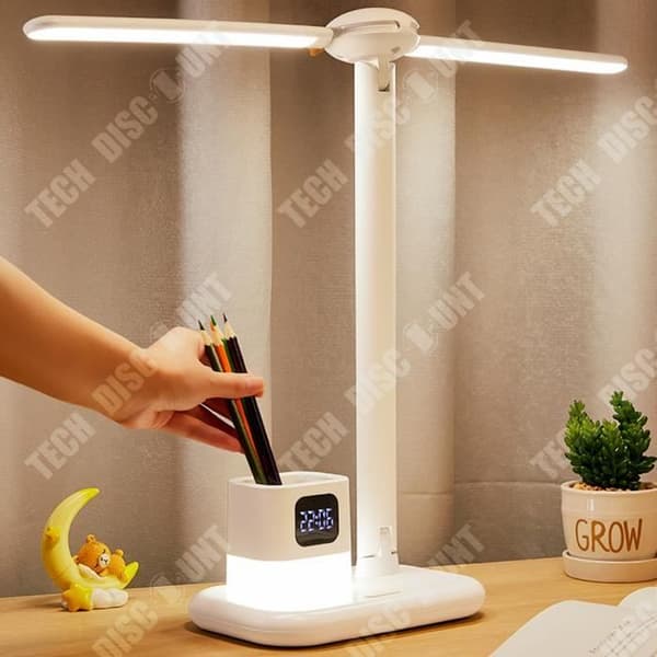TD® Dubbelhuvud Bordslampa USB Ögonskydd Vitt ljus Studentkontor Skolmaterial Sovrumsdekoration Vit