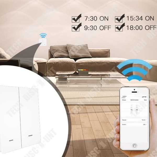 TD® Smart Switches Dubbel dubbelriktad kontrollapp Fjärrkontroll Röstväxling Minutfunktion