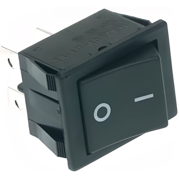Vippströmbrytare 10a-250v dpst on-off - svart 'i/o'-kåpa