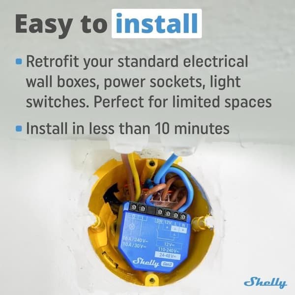 Interrupter Commutateur connecté Shelly 1 Gen3 - Lot de 2
