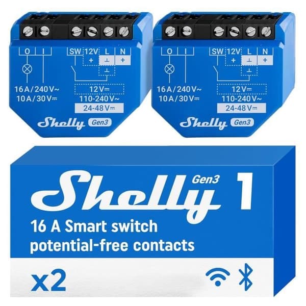 Interrupter Commutateur connecté Shelly 1 Gen3 - Lot de 2