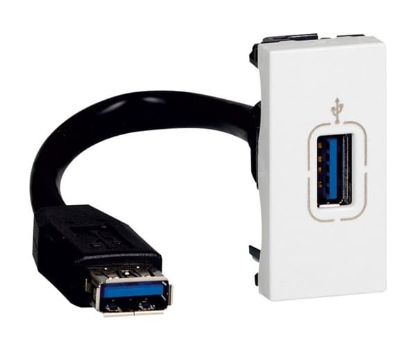USB-dataport hane - LEGRAND - Mosaic - Vit - 1 modul - Förkopplad