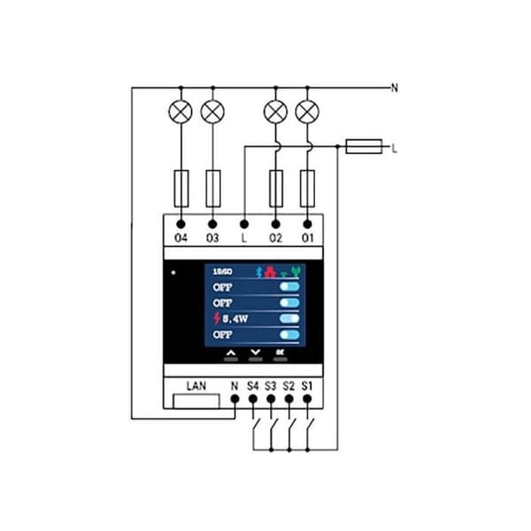 Shelly Pro 4Pm Professional Relay Switch - SHELLY - 4 kanaler - 40 A - Färgskärm