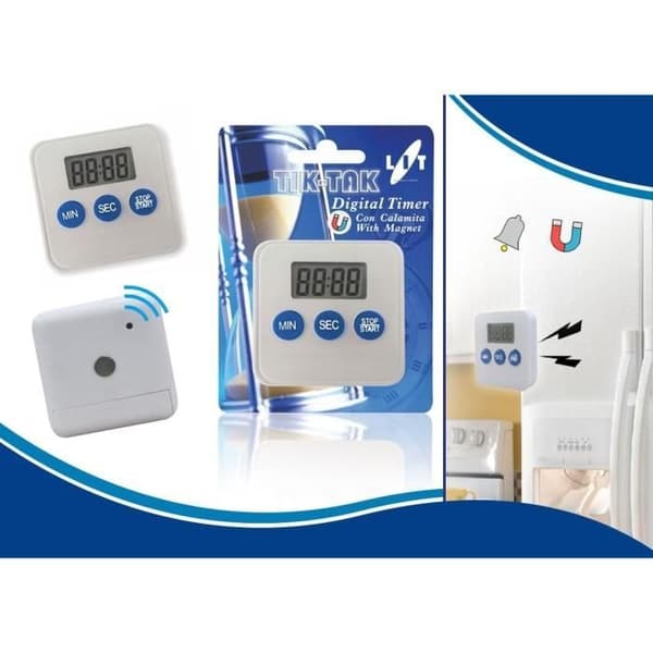 Litgas Digital köksminuterare, Plast, Vit, 6 x 6 x 1.7 cm - 8016572000999