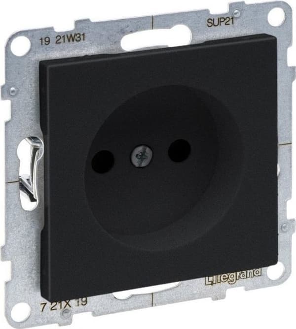 Legrand SUNO - Uttag 2P med lock - 16 A - 250 V~ - anslutningar med skruv, Svart - 721419 himp