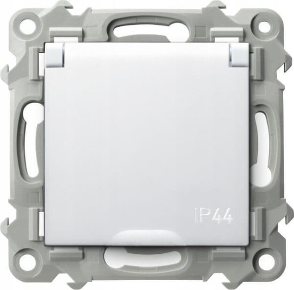 Ospel - GPH-1ZZ/m/00/w - Stänksäker Szafir med jordad kontakt IP44, vit lock