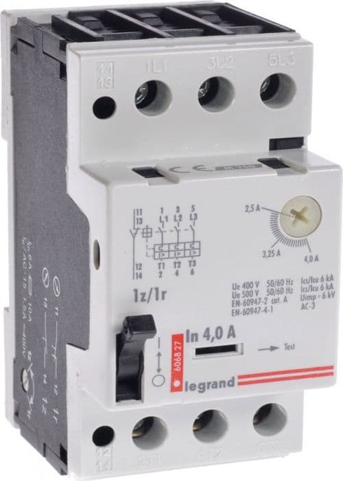 Legrand - 606827 - Motoromkopplare 3P 1,5kW 2,5-4A M250 1Z/1R 4