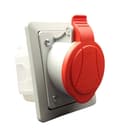 Miniatyrbild 1 av 4: Elektromet - 921850 - Vinklad infälld kontaktuttag med ram 5P 16A 400V röd IP GSP 16/5 IP-44 ()