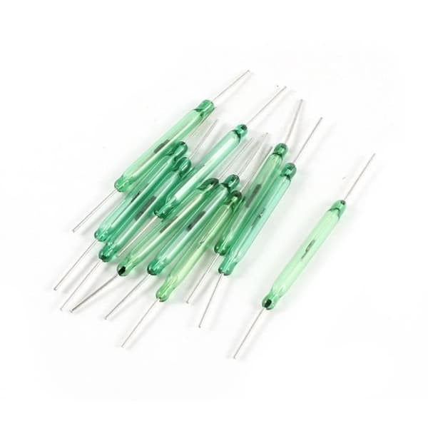 SOURCING KARTA Rund tråd Grön Glasrör Reed Switch Normalt öppen NO 10st Silver