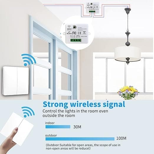 Trådlös belysningsströmbrytare, 433Mhz RF strömbrytare och mottagarsats