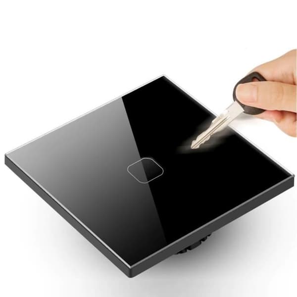 Maclean Single Black Glass LED Touch Light Switch med fyrkantig knopp