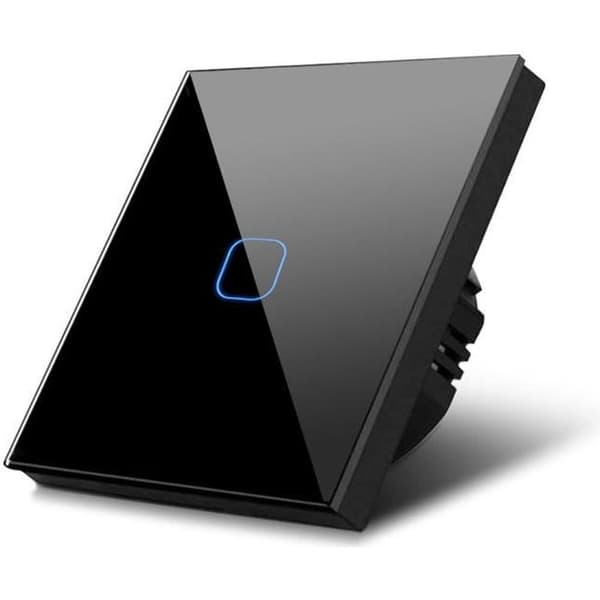 Maclean Single Black Glass LED Touch Light Switch med fyrkantig knopp