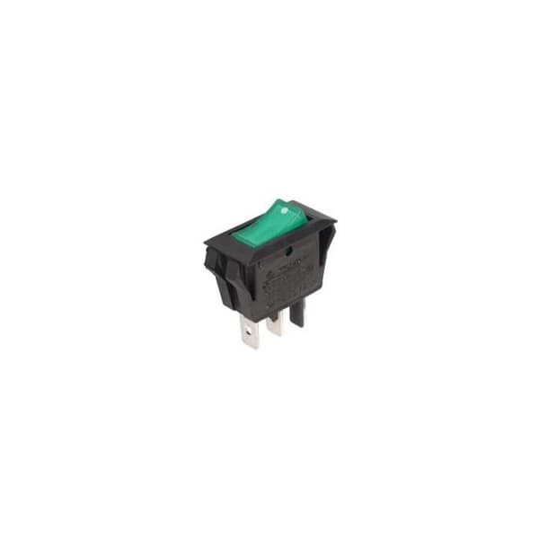 Vippströmbrytare 10A-250V SPST ON-OFF - med grön neonindikator - PEREL