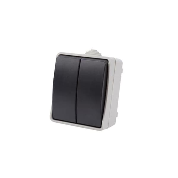 Dubbel tvåvägsbrytare - PEREL - Utomhus - IP54 - 10 A - Klar att installera