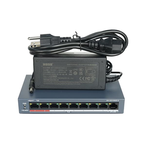 PoE-switch, 8-port, ubemandet LAN-switch, 8-Port PoE