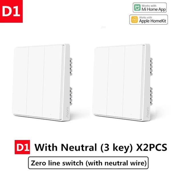Smart Switch, Zigbee-forbindelse, Fjernbetjening, D1 med Neutral 3 X2