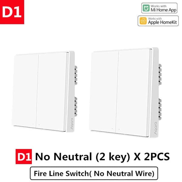 Smart Switch, Zigbee-forbindelse, Fjernbetjening, D1 Ingen Neutral 2KX2