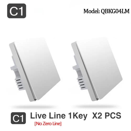 Smart Light Wall Switch, Trådløs Kontrol, Homekit Kompatibel, 2X NO neutral 1 nøgle
