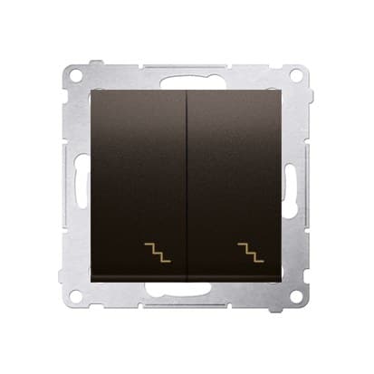 Dobbelt trappeafbryder med belysning (modul) 10AX, 250V AC, skrueterminaler, mat bronze (metal)