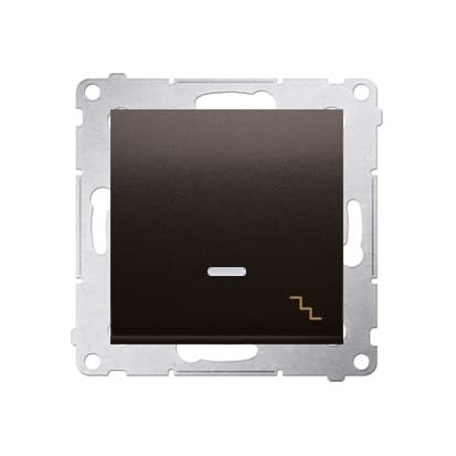 LED-baggrundsbelyst trappeafbryder (modul) 10AX, 250V AC, hurtigstik, mat bronze (metal)