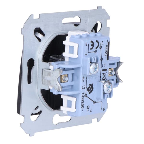 Dubbel trappbrytare (modul) 10AX, 250V~, skruvplintar, mattsvart Simon54