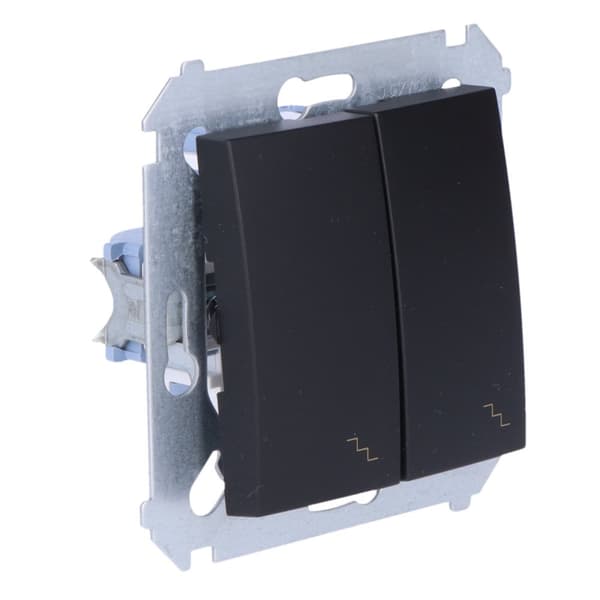 Dubbel trappbrytare (modul) 10AX, 250V~, skruvplintar, mattsvart Simon54
