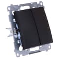 Miniatyrbillede 2 af 8: Dobbelt trykknap uden piktogram (modul) 10AX, 250V~, hurtigstik, matsort Simon54