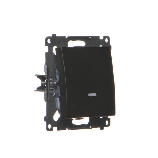 Enpolet afbryder med LED-baggrundsbelysning (modul) 10AX, 250V~, lynkoblinger, matsort Simon54