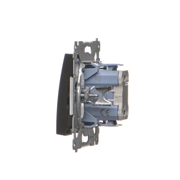 Enpolet afbryder med LED-baggrundsbelysning (modul) 10AX, 250V~, lynkoblinger, matsort Simon54