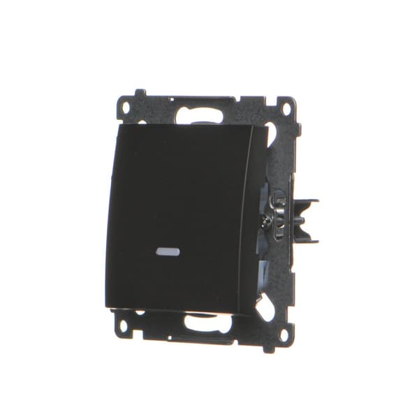 Enpolet afbryder med LED-baggrundsbelysning (modul) 10AX, 250V~, lynkoblinger, matsort Simon54